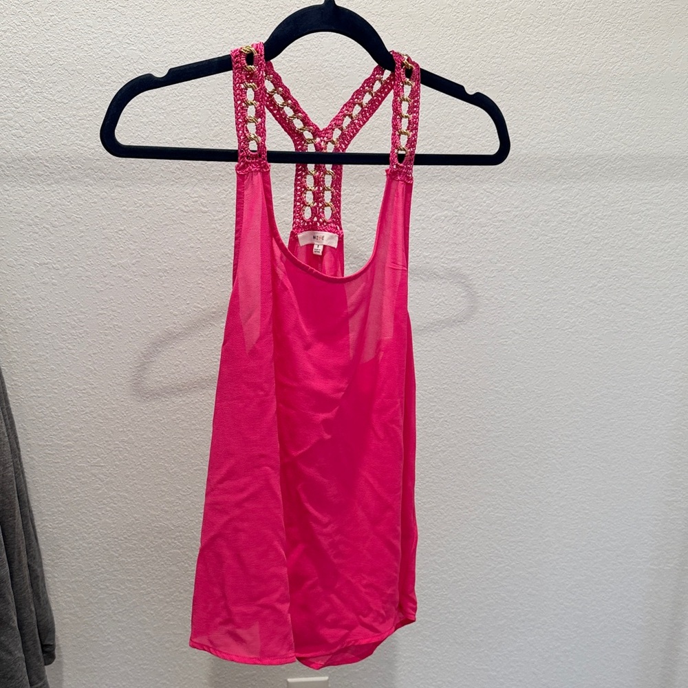 Mine Hot Pink Beaded Strap Blouse